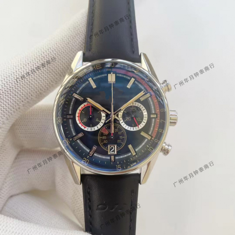 Hot Selling Cross-Border Export Taigjia Ta Porsche g Jie 1201 Series Multi-Functional Quartz Leather Steel Belt Men's Watch