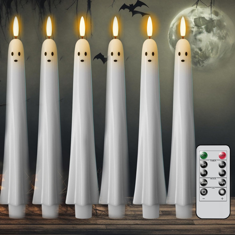 跨境新款 Velas conicas sin llama 万圣节幽灵火焰蜡烛|undefined