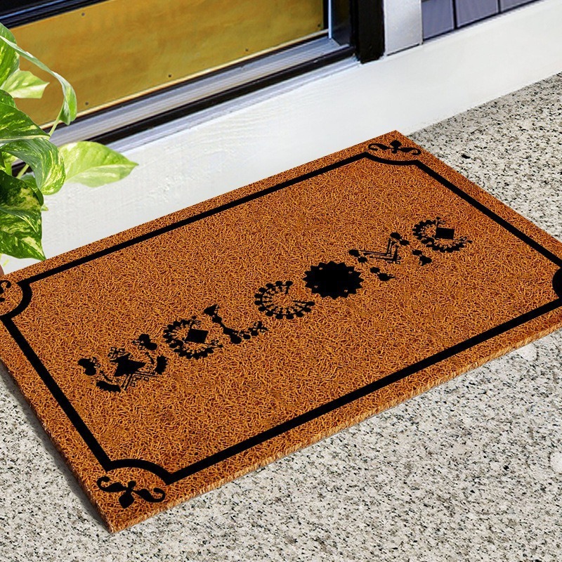 Cross-Border Simple Style Foyer Silk Loop Carpet Imitation Coconut Palm Entrance Door Mat Household Mud Scraper and Soil Scraper Cuttable Anti-Slip Mat