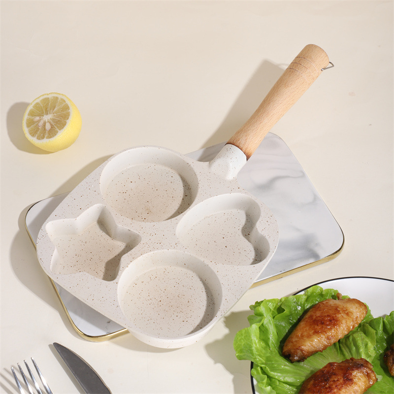 Home Use Microware Kitchen Flat Pan Non-stick Four-Hole Egg Pan Breakfast Egg Sandwich Pan Steak Pan