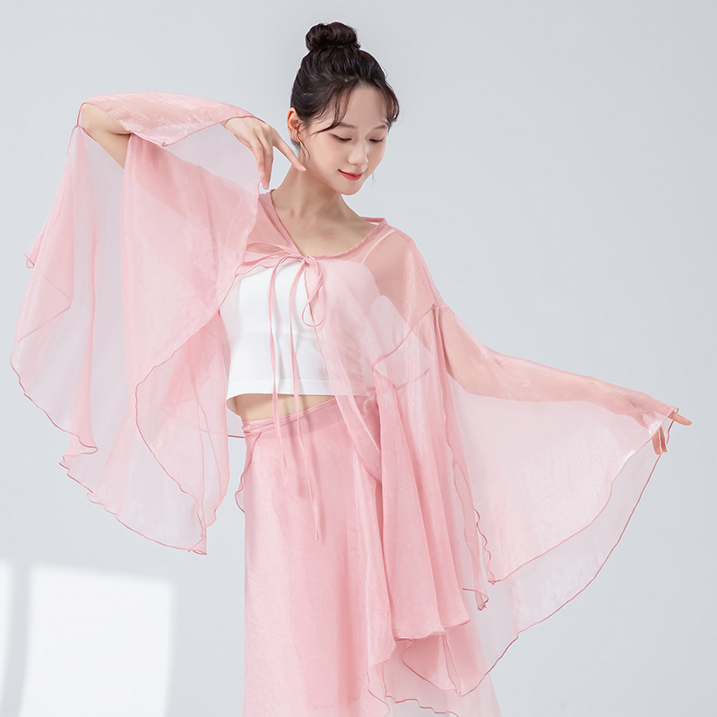 女性用クラシックダンスパンツ、古代風ワイドレッグパンツ、パフォーマンスステージ衣装、練習着、中国現代民族舞踊エレガントガーゼパンツ|undefined