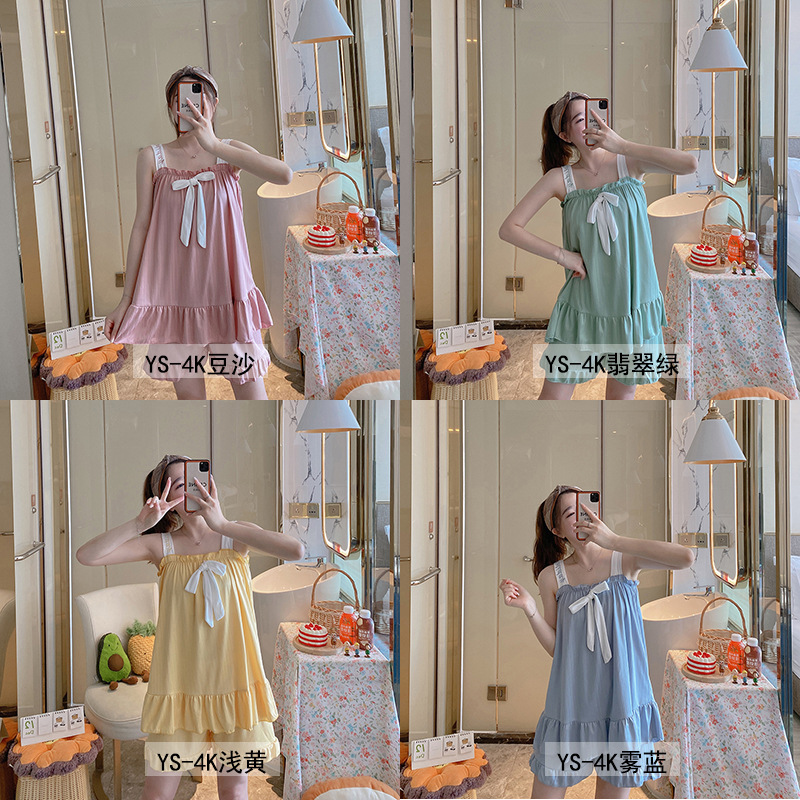 Suelta estilo coreano camisola pijamas de las mujeres verano fino ins estilo shorts pit leche seda lindo homewear traje