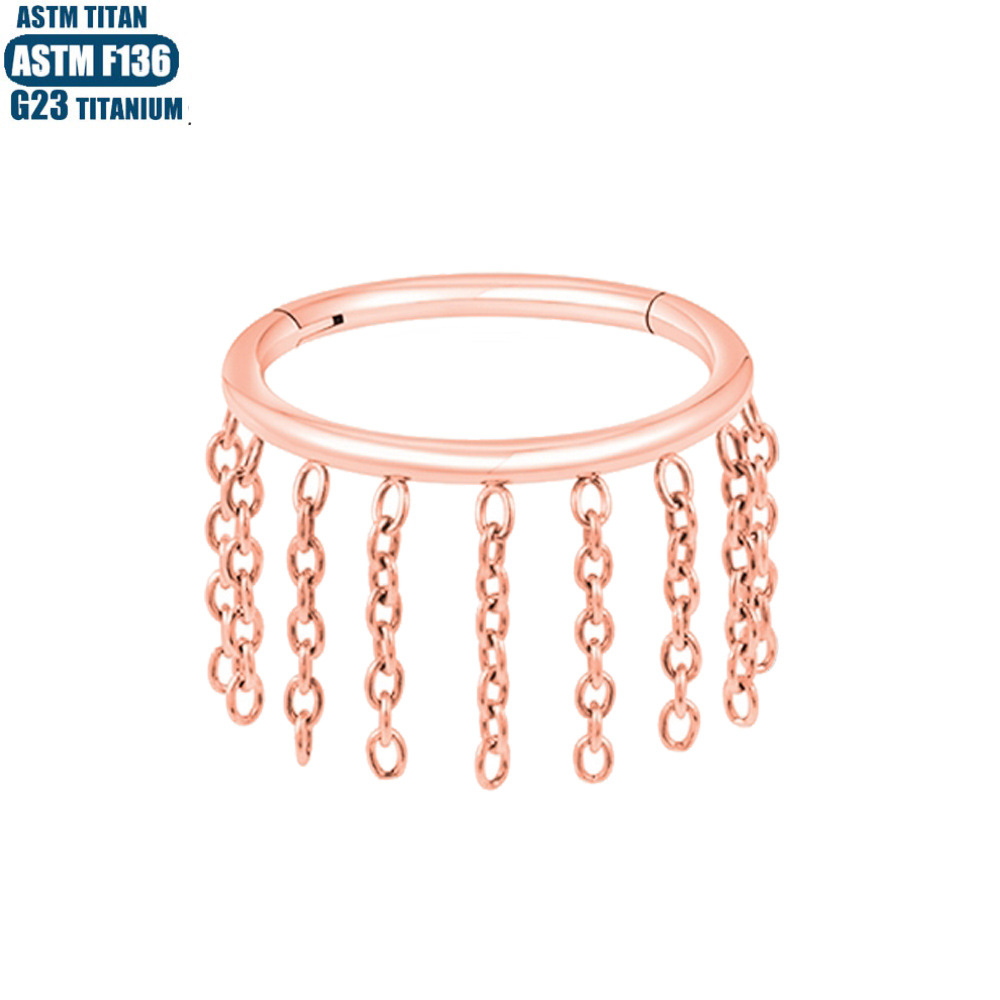 F136 Titanium Alloy Chain Nose Ring Diamond Septum Ring Tragus Tassel Earrings detail image 13