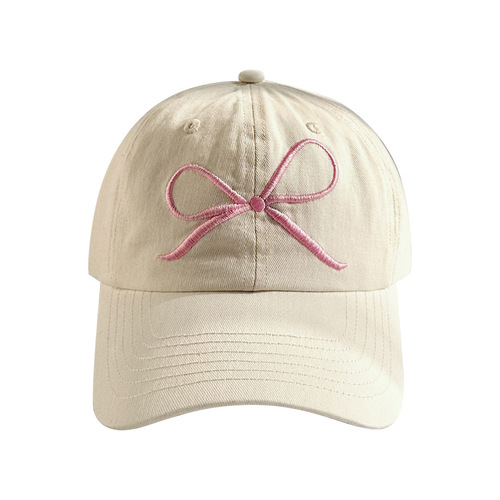Butterfly knot embroidery duckbill cap for women, makes face look smaller, Instagram-style, Korean-style versatile casual baseball cap, spring and summer sun protection hat