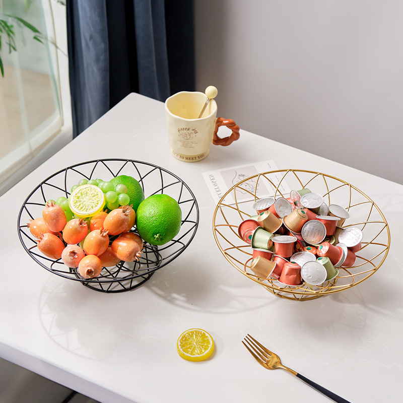 厂家直销跨境新款铁艺水果篮客厅茶几高档零食收纳篮家用桌面糖果