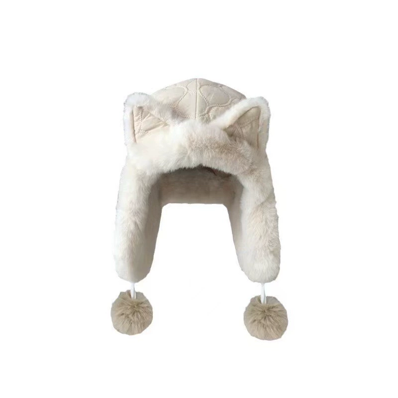 Cute velvet demi-season fleece keep warm hat