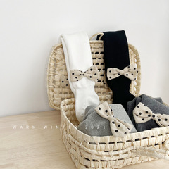 New Autumn/Winter Fleece Lined Thick Baby Leggings with Bow Ties Children's One-Piece Socks Girls' Pants Socks Baby Base Socks