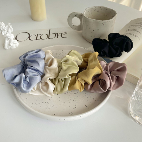 Satin solid color Korean girl's large intestine hair ring plain color versatile ball hair rope ins simple hair accessories rubber band