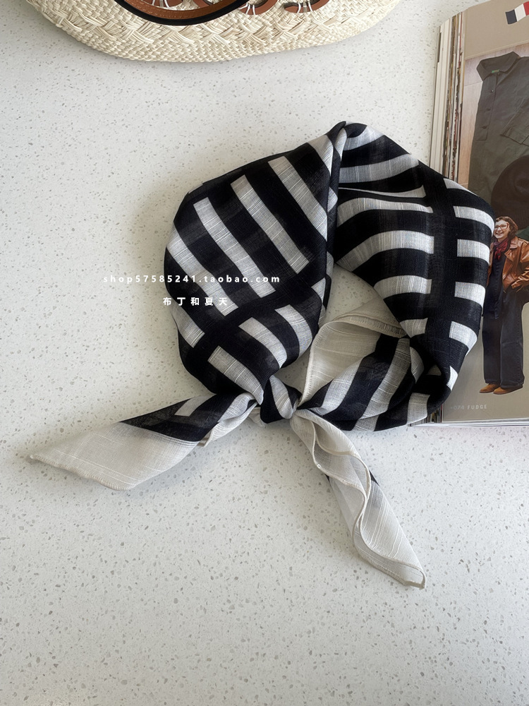 綿麻方巾合集 ~ 超多色柄砕花波点襟巾文芸森系頭巾髪帯包帯女