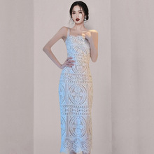 2021夏季新款水溶蕾丝吊带长裙镂空收腰显瘦白色时尚连衣裙