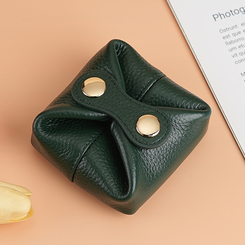 おしゃれ日韩系小銭入れソフト牛革ミニイヤホンキー女性コイン口赤収纳バッグ豆カバン