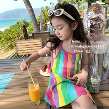 女童连衣裙夏洋气彩虹吊带裙三亚海边沙滩度假宝宝小女孩儿童裙子
