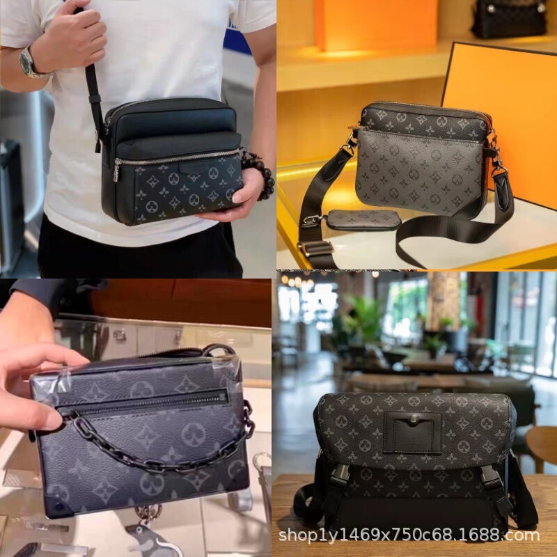 26-Year-Old m Lv Men's Bag, Women's Bag, Single Shoulder Crossbody Bag, Three-In-One Camera Bag, Handbag, Genuine Leather, Versatile, Retro