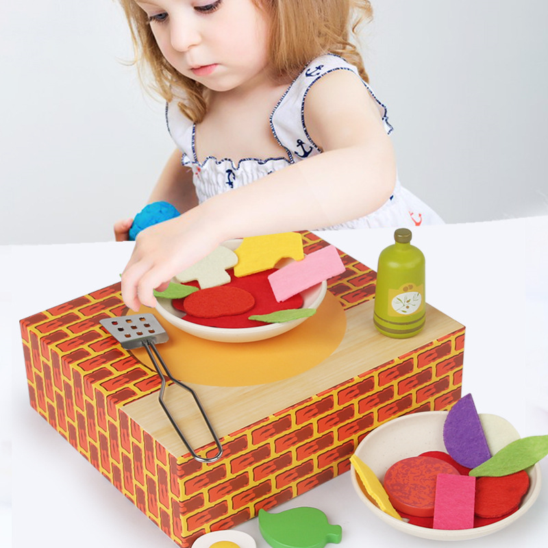 Cocina casera simulación de sushi barbacoa pizza juegos de cocina para niños y niñas juguetes de rol de madera