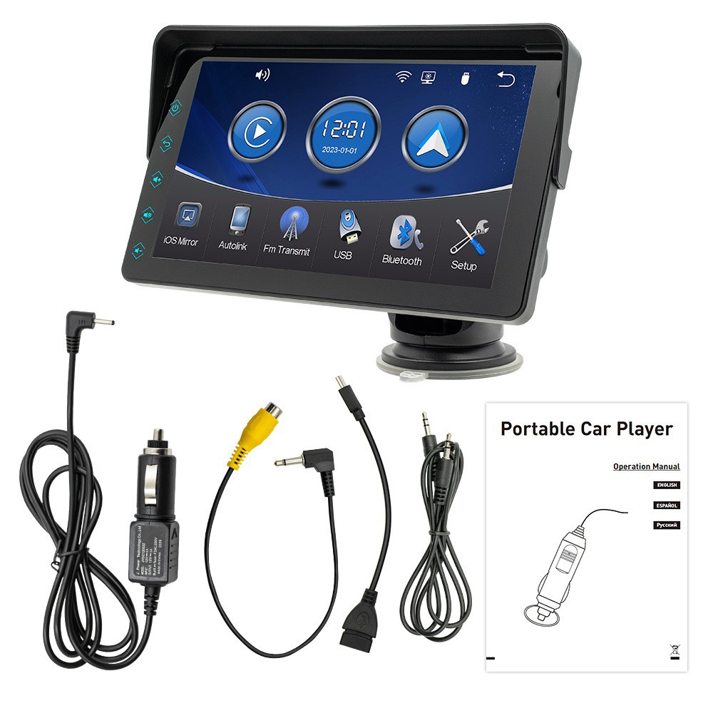 7 pulgadas portátil HD coche MP5 host coche Bluetooth reproductor Apple carplay + Android Auto