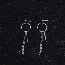 港风街头造型耳饰链条圈圈长款耳坠欧美风耳钉女耳环男链条圆圈酷