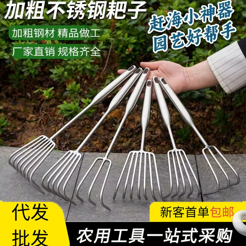 Специальный инструмент для пляжного копания, маленькие грабли из нержавеющей стали, инструмент для рыхления почвы, грабли для прополки и посадки, садовые грабли, многофункциональные грабли.