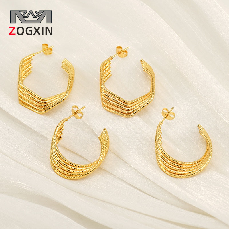 Pendientes de acero inoxidable dorado de 18k de moda transfronteriza para mujer, lujo ligero, pendientes de acero de titanio que no se desvanece
