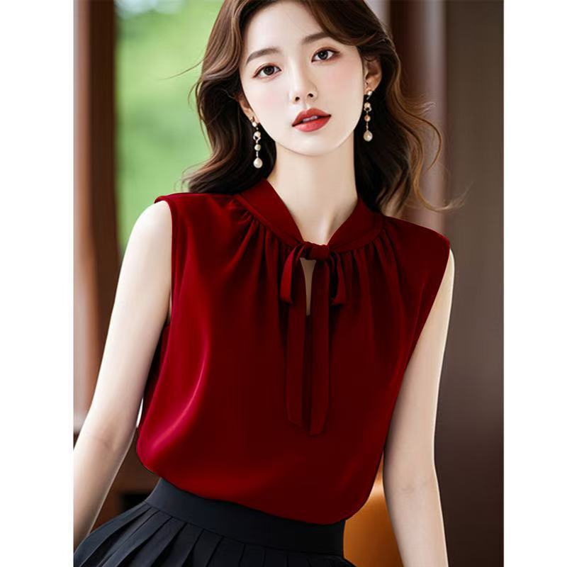 French-Style Light Purple Sleeveless Vest Shirt for Women, Unique and Chic Design, Summer Exclusive, Exquisite Tie-Up Top
