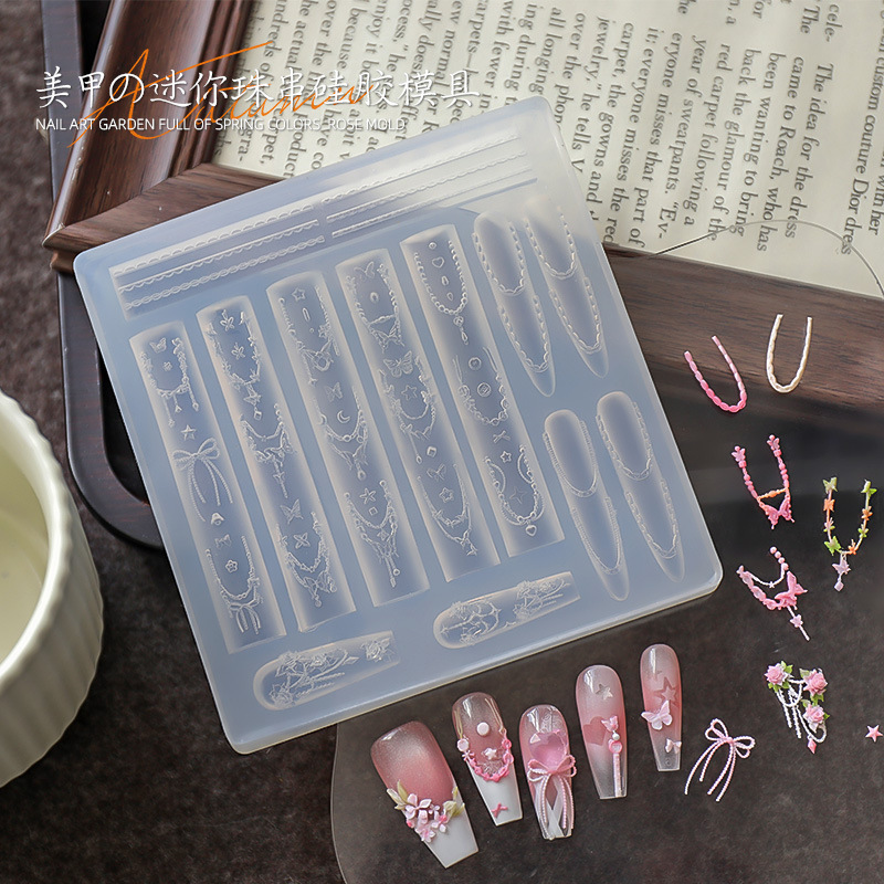 Pequeño libro rojo caliente molde de relieve de uñas molde de silicona 3D mini serpentina de lazo con cuentas molde tridimensional al por mayor