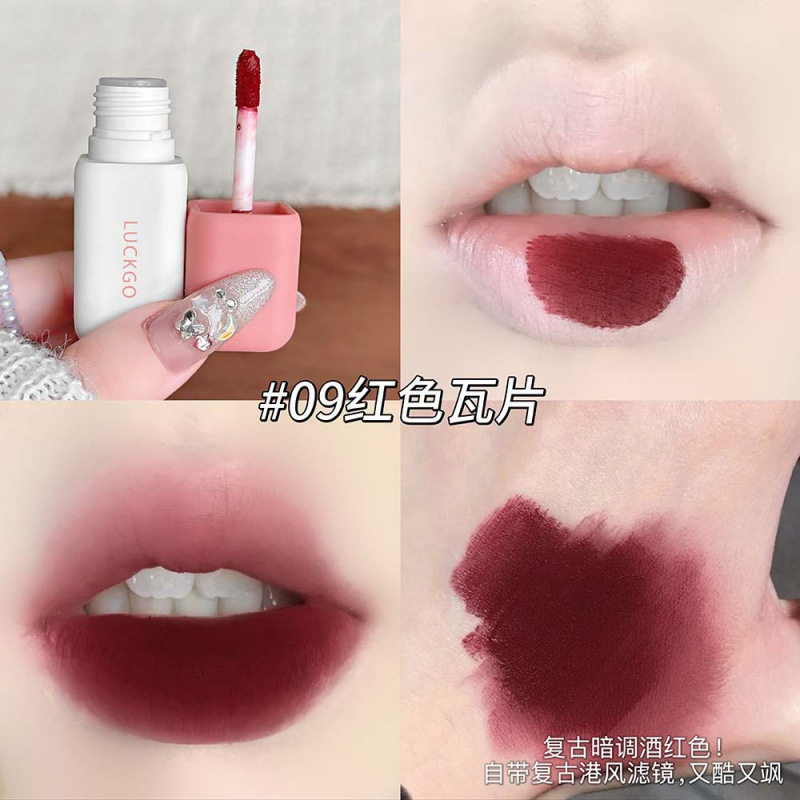 LUCKGO Candy Story Lippaste suave glutinoso terciopelo niebla mate diaria baja saturación maquillaje transfronterizo para estudiantes