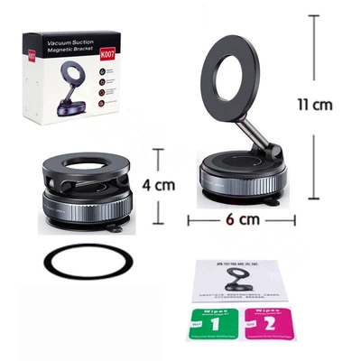 Vacuum Magnetic Rotating Phone | Car phone holder - nano-glue-cool-black-metal-rod-high-strength-magnet-n52-magnet-k007-mobile-phone-holder
