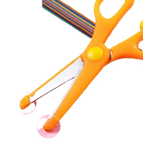Children's scissors safety handmade set plastic toys do not hurt hands portable round head paper cutting wavy lace scissors