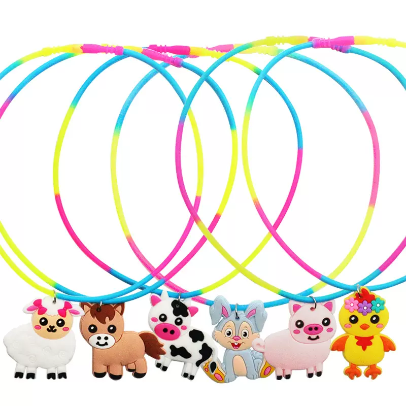 农场动物硅胶项链 硅胶PVC项圈儿童卡通萌趣项链首饰玩具小礼品