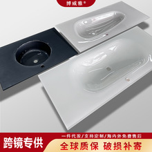 佛山博威雅钢化玻璃一体洗手盆定制浴室台下盆家用热弯一体洗漱盆