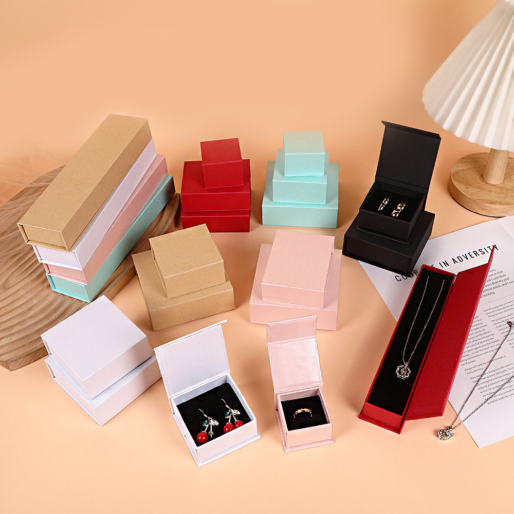 磁吸翻盖首饰包装盒 耳钉珠宝盒 戒指耳环饰品纸盒项链手链盒