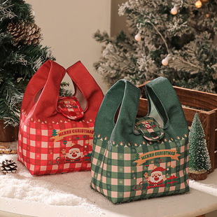 New 2025 Creative Christmas Eve Apple Gift Box Portable Canvas Christmas Gift Bag Christmas Gift Apple Bag