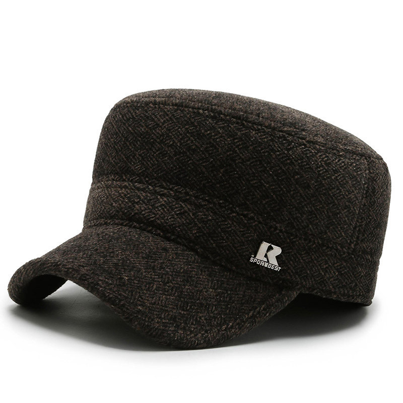 Sombreras de béisbol casuales de mediana edad hombre invierno papá abuelo al aire libre protección de oídos gorra de lengua de pato gorra de algodón grueso