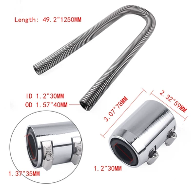 Cross-Border Car Modification Accessories Cooling Water Pipe Set Engine Radiator 24 Stainless Steel Hose 48inch (automobile water pipe) - 48inch-125cm