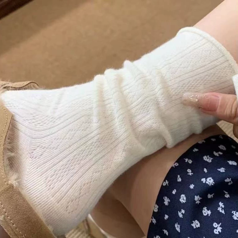 Демисезонные брендовые кремовые дышащие knee socks, средняя длина, увеличенная толщина