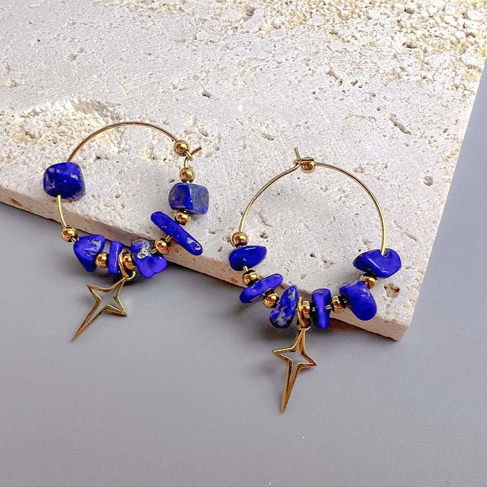Women'S Gender 1 Pair Bohemian Leaf Sun Butterfly Stainless Steel Gravel Earrings