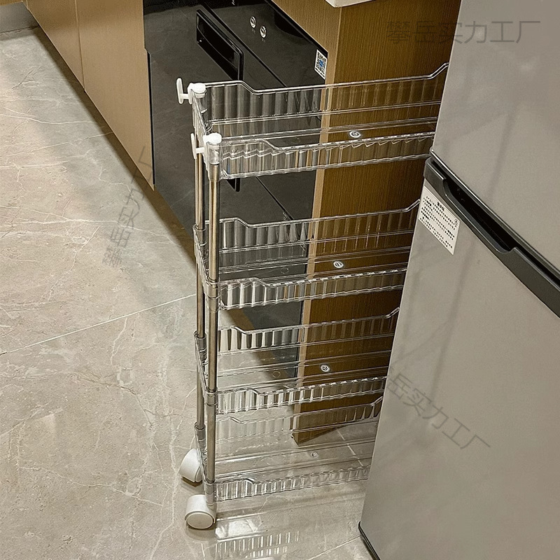 Small Trolley Storage Rack Kitchen Floor-Standing Mobile Bedroom Storage Rack Multi-Layer Snack Bathroom Storage Wardrobe