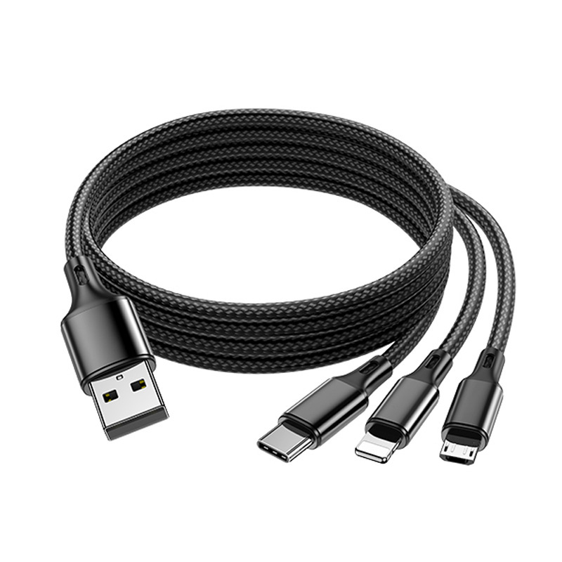 一モップ三純銅線急速充電データ線携帯電話充電線編組線アンドロイドtype-c三合一充電線|undefined