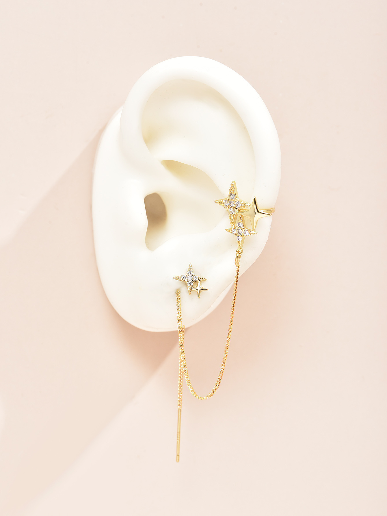 Nihaojewelry Wholesale Jewelry Fashion Five-pointed Star Tassel Earrings Clip display picture 4