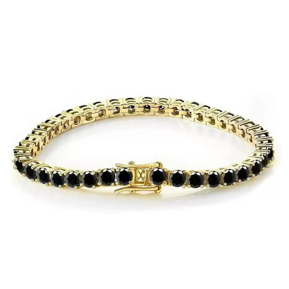 Black diamond gold 4mm / 6inch bracelet (about 16cm long)