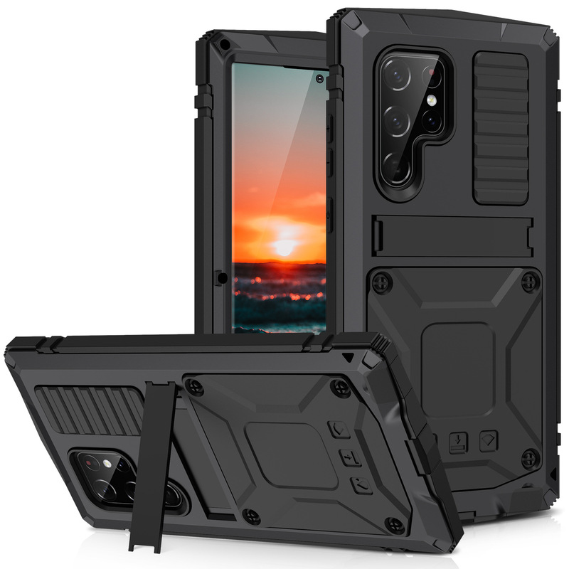 Suitable for Samsung Bracket Mobile Phone Case Cross-Border Three-Proof Protective Cover S24Ultra 25Ultra S23 Metal Anti-Fall Suitable for Samsung Bracket Mobile Phone Case Cross-Border Three-Proof Protective Cover S24Ultra 25Ultra S23 Metal Anti-Fall