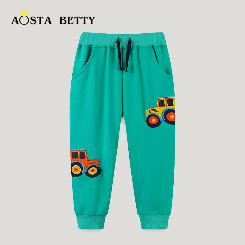 男童裤子春秋新款男孩运动卫裤中小童卡通刺绣长裤一件代发