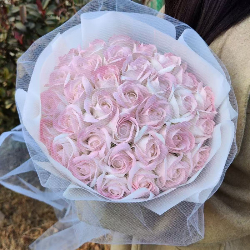 碎冰蓝玫瑰香皂永生花送男女朋友圣诞节礼物生日礼物成品花束|undefined