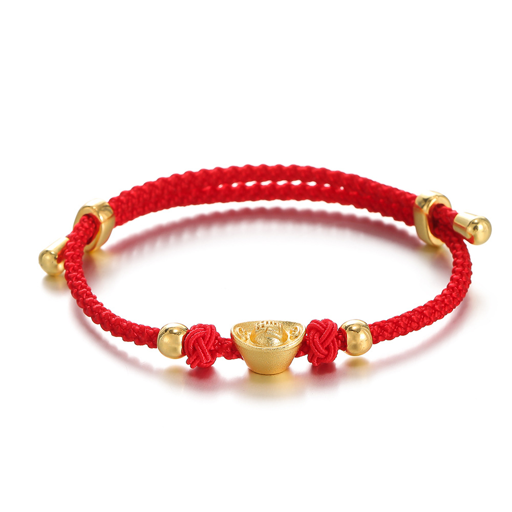 2024 dragón año rojo pulsera tejida oro suerte Zodiaco dragón nacimiento año nuevo chino pequeño regalo pulsera cuerda