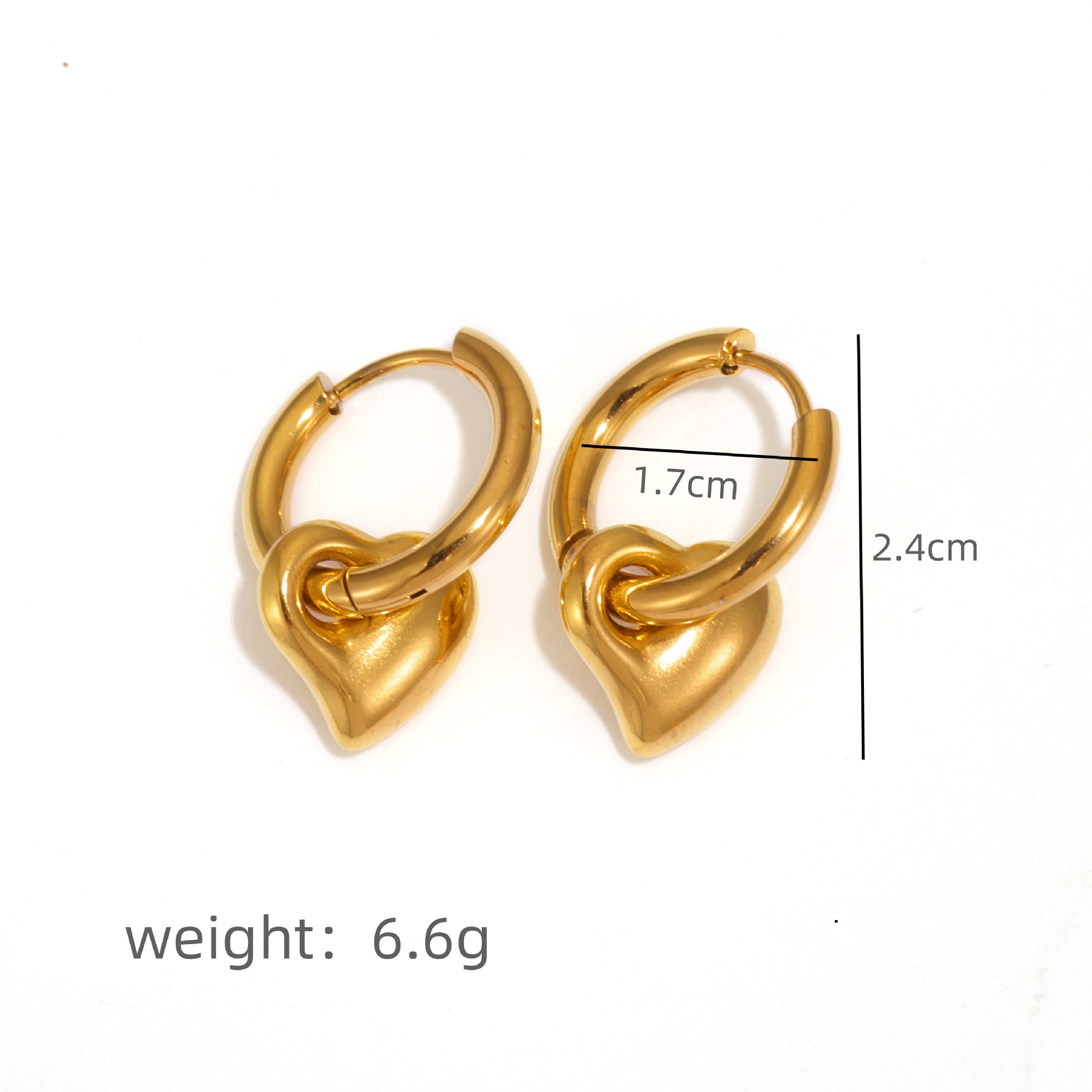 11g Weight 304 Stainless Steel Ear Needle Material Drop Earrings Classification 1 Pair Quantity Holiday, Daily Occasion 304 Stainless Steel Material Star, Heart Shape Pattern Women's Gender Plating Design Basic, Modern Style, Classic Style Style 1 Pair Basic Modern Style Classic Style Star Heart Shape Plating 304 Stainless Steel Drop Earrings 4
