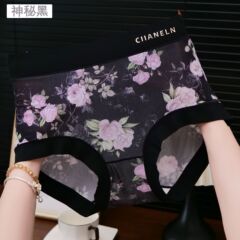 中国風のプラスサイズのアイスシルク速乾性ブリーフ女性のためのファッショナブルな高弾性ヌードメッシュ花柄夏