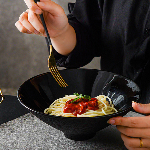 Manufacturer Japanese bamboo hat bowl creative noodle bowl restaurant large soup bowl commercial ceramic tableware dessert bowl foreign trade wholesale