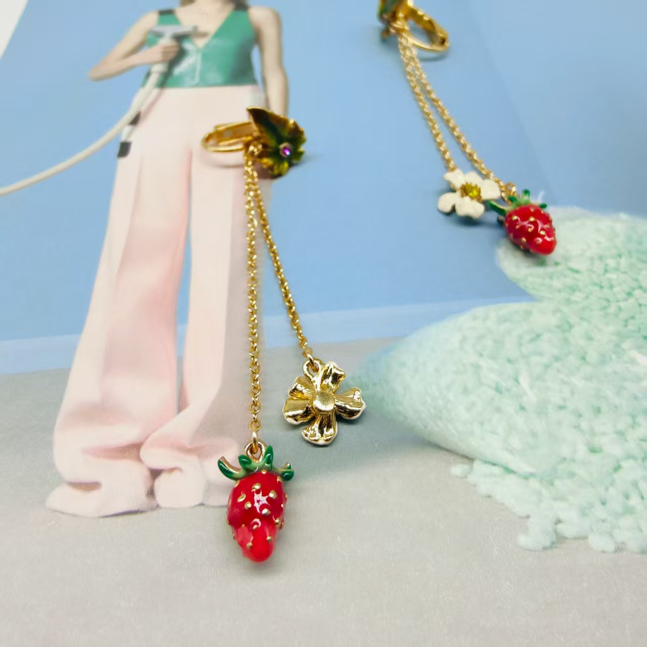 法式手绘珐琅彩水果项链时尚百搭可爱仿真草莓饰品女