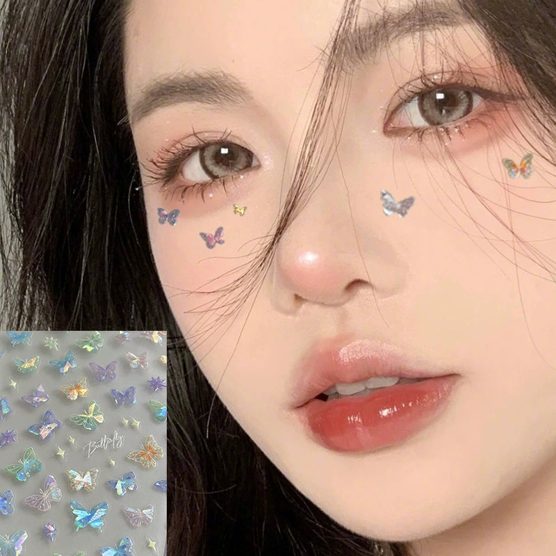 Бабочка креативный макияж специальная наклейка лазерная отражающая цветная наклейка для мобильного телефона наклейка новая наклейка для ногтей сетка красная