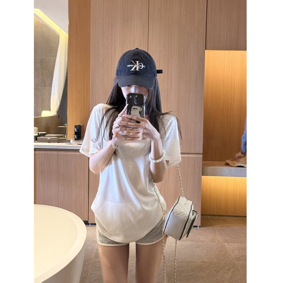 165 Klaysel Snowflake Cotton Summer Casual Relaxed V-Neck Loose Short Sleeve T-Shirt for Women, Cool and Slightly Sheer Top