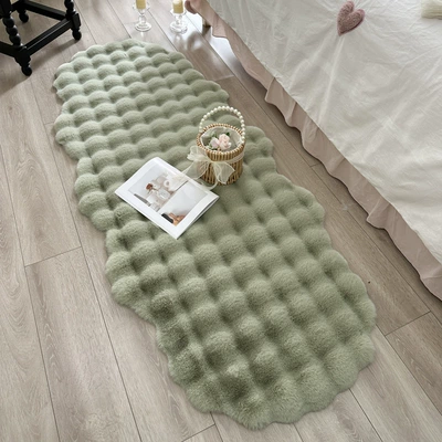 Table Sofa Cushion, Car Carpet - matcha-green-thick-bubble-velvet-60150cm-round-at-both-ends